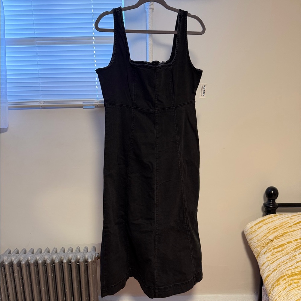 Old Navy Black Denim Jumper Dress